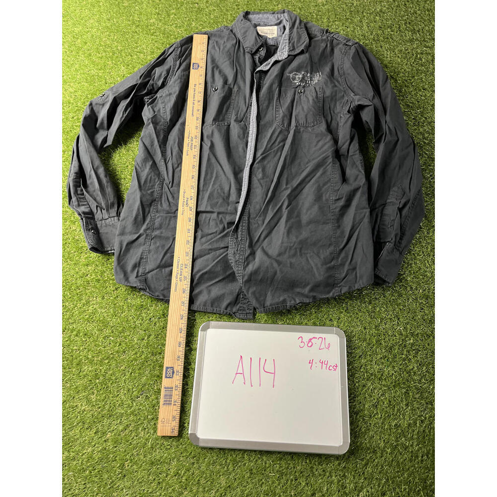 PD&C Mens Shirt Size X-Large Button down Gray long sleeve XL
